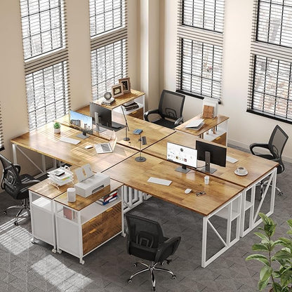 LITTLE TREE 63-Inch Office Desk with 31.5-Inch Lateral File Cabinet, Study Writing Desk Computer Desk for Home Office