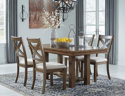 Signature Design by Ashley Moriville Farmhouse 36” x 30” Dining Extension Table, Seats up to 8, Brown
