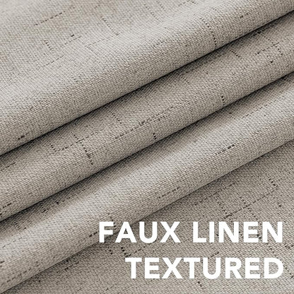 H.VERSAILTEX Linen Blackout Curtains 54 Inches Long 100% Absolutely Blackout Thermal Insulated Textured Linen Look Curtain Draperies Anti-Rust Grommet, Energy Saving with White Liner, 2 Panels, Stone