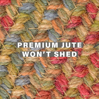 Azalea Multi Color Oval Braided Rug, Jute, 2x3' - Perfect Country Primitive Decor for Entryway, Kitchen, Everywhere