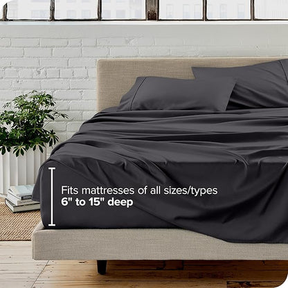 Bare Home Full Sheet Set - Luxury 1800 Ultra-Soft Microfiber Full Bed Sheets - Double Brushed - Deep Pockets - Easy Fit - 4 Piece Set - Bedding Sheets & Pillowcases (Full, Forged Iron Grey)