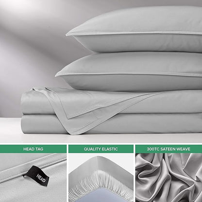 Queen Sheets by Pure Bamboo, Genuine 100% Organic Viscose Derived from Bamboo Bed Sheet Set, Luxuriously Soft & Cooling, Double Stitching, Lifetime Quality Promise (Queen, Silver Pearl)