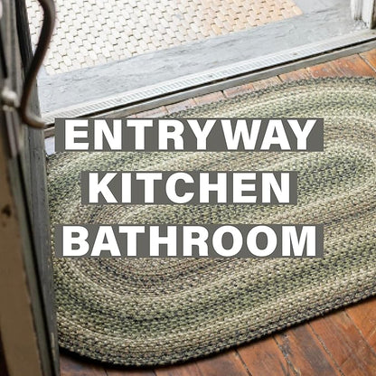 Pinecone Oval Woven Rug 27x45 - Country Style Braided Jute Entryway Rug for Rustic Decor