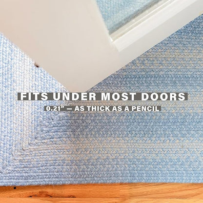 Homespice Sky Blue Jute Braided Rope Rug, 5x8' Rectangle - Country Style Coastal Decor, Perfect for Bedrooms and Living Rooms - Easy to Clean and Pet Friendly