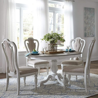 LIBERTY FURNITURE INDUSTRIES, INC. Magnolia Manor Opt 5 Piece Pedestal Table Set, Antique White, Width 42" x Depth 60" Height 30"