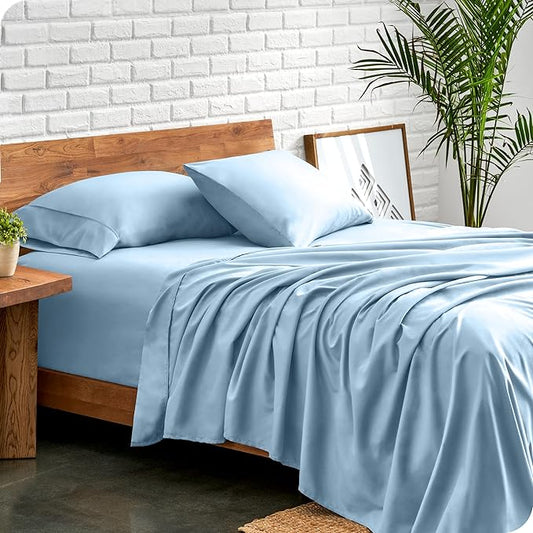 Bare Home Queen Sheet Set - Luxury 1800 Ultra-Soft Microfiber Queen Bed Sheets - Double Brushed - Deep Pockets - Easy Fit - 4 Piece Set - Bedding Sheets & Pillowcases (Queen, Light Blue)