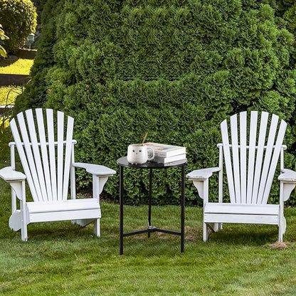 2 Packs 13" Metal Outdoor Side Tables Small Black Outside End Table for Patio Round Accent Corner Stand for Small Spaces Weather-Resistant Coffee Table for Balcony Porch Plant Stand, Starlight