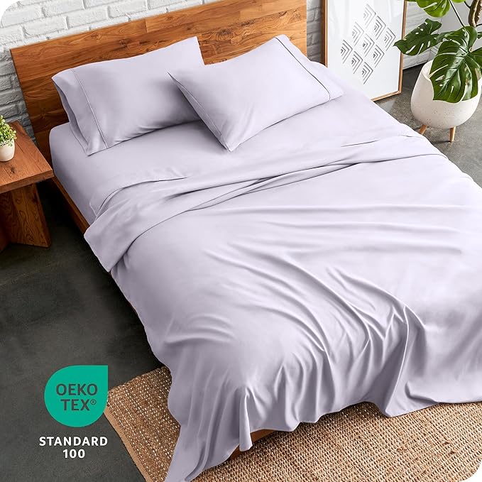 Bare Home Queen Sheet Set - 1800 Ultra-Soft Microfiber Queen Bed Sheets - Double Brushed - Deep Pockets - Easy Fit - 4 Piece Set - Bed Sheets (Queen, Light Lavender)