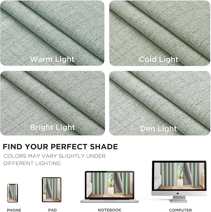 Joydeco 100% Blackout Curtains for Bedroom - Natural Linen Curtains 52" W x 120" L Long, Thermal Insulated 2 Panels Light Blocking Drapes, Rod Pocket & Back Tabs, Darkening Privacy for Living Room