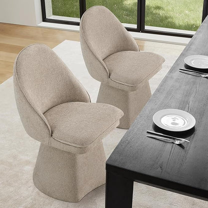 Swivel Dining Chairs Modern Desk Chair Upholstered Linen Fabric Side Chair for Kitchen Dining Room Bedroom,Khaki,4 Box