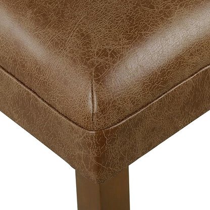 HomePop by Kinfine Fabric Upholstered Parsons Leatherette Counter Height Barstool Chair - 24-Inch, Distressed Brown Faux Leather(Single Pack)