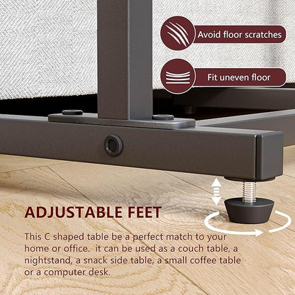 C Shaped End Table Set of 2, Side Table for Sofa, Small TV Tray, Couch Table with Storage Bag for Small Space, Living Room, Bedroom, Home Office LET501B (2 Black)