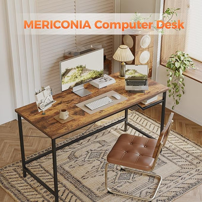 Computer Desk 55 X 24 inch, Gaming Desk for Small Spaces, Modern Simple Style Table for Home Office, Study Student Writing Table (Shelf, Rustic Brown, 55 inch)