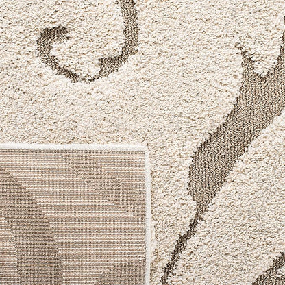 SAFAVIEH Area Rug 8x10 - Florida Shag Collection - Large - Cream & Beige, Scroll Design, Non-Shedding & Easy Cleaning, Plush Thick Pile, Ideal for Living Room, Bedroom, Dining Space (SG455-1113)
