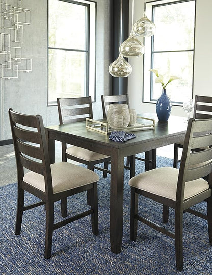 Signature Design by Ashley Rokane 20" Dining Room Table Set with 6 Upholstered Chairs, Brown