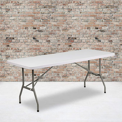 Flash Furniture Elon 6' Rectangular All-Occasion Plastic Folding Event Table, Folding Banquet Table for Indoor/Outdoor Events, White