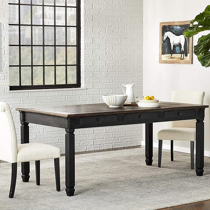 Signature Design by Ashley Tyler Creek Farmhouse Dining Table with Drawers, Seats up to 6, Almost Black