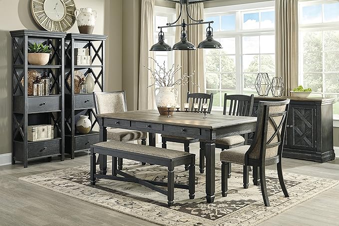Signature Design by Ashley Tyler Creek Urban Farmhouse Upholstered Dining Chair, 2 Count, Almost Black
