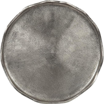 Kate and Laurel Alessia Modern Round Metal Side Table; 15 x 15 x 22; Silver; Decorative Glam Cast Aluminum End Table with Deckled Edge for Bedroom Nightstand or Living Room Accent