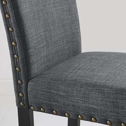 Roundhill Furniture PC164TA Biony Fabric Bar Stools with Nailhead Trim (Set of 2), Gray