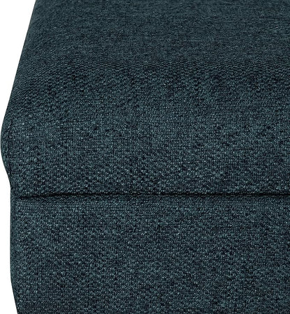 Homepop Home Decor | Upholstered Decorative Storage Ottoman Bench | Ottoman Bench with Storage for Living Room & Bedroom | Decorative Home Furniture, Navy Large