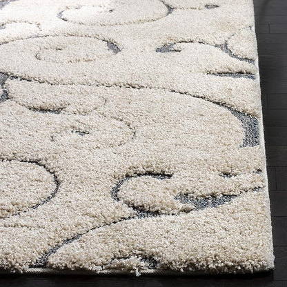 SAFAVIEH Area Rug 8x10 - Florida Shag Collection - Large - Beige & Blue Grey, Scroll Design, Non-Shedding & Easy Cleaning, Plush Thick Pile, Ideal for Living Room, Bedroom, Dining Space (SG455-1155)