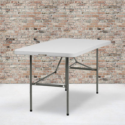 Flash Furniture Elon Commercial Grade 5-Foot Bi-Fold Granite White Plastic Folding Table