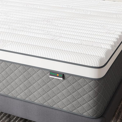 14 Inch Queen Mattress, Cooling-Gel Memory Foam and Pocket Spring Hybrid Mattress, Queen Bed Mattress in a Box, CertiPUR-US Certified, Medium Firm, Queen Size Mattress